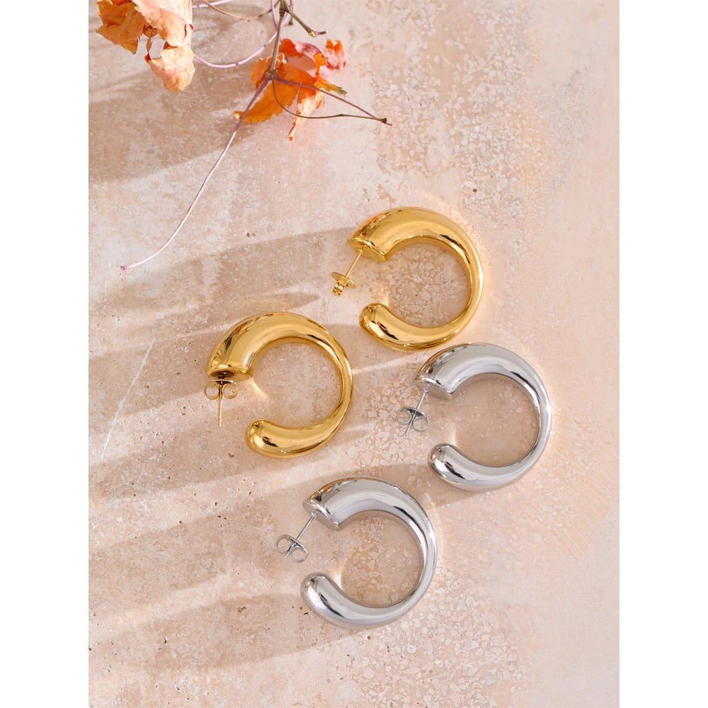 Brinco Argola Orgânica Minimalista Dourado