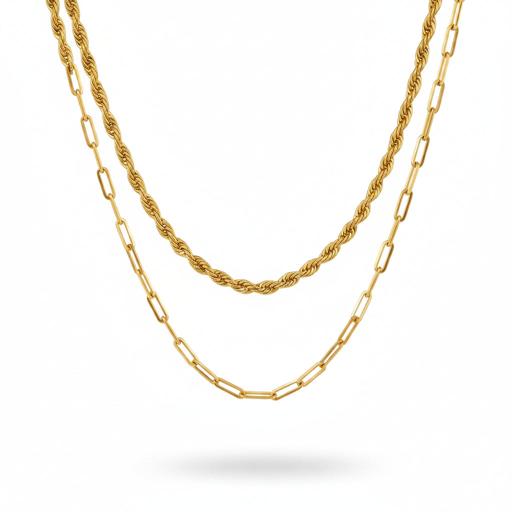 Colar Duplo Elo Imperial Dourado