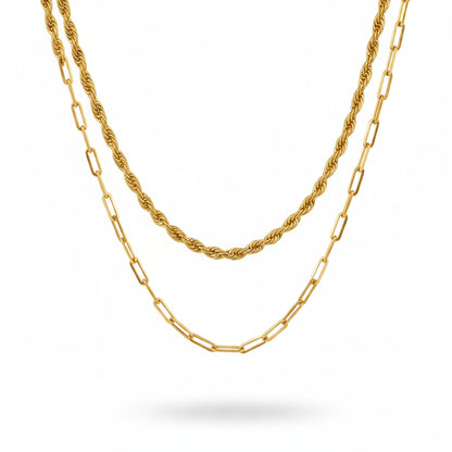 Colar Duplo Elo Imperial Dourado