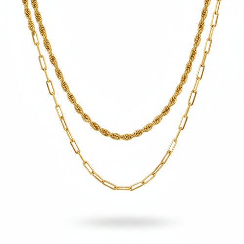 Colar Duplo Elo Imperial Dourado