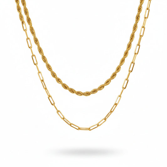 Colar Duplo Elo Imperial Dourado