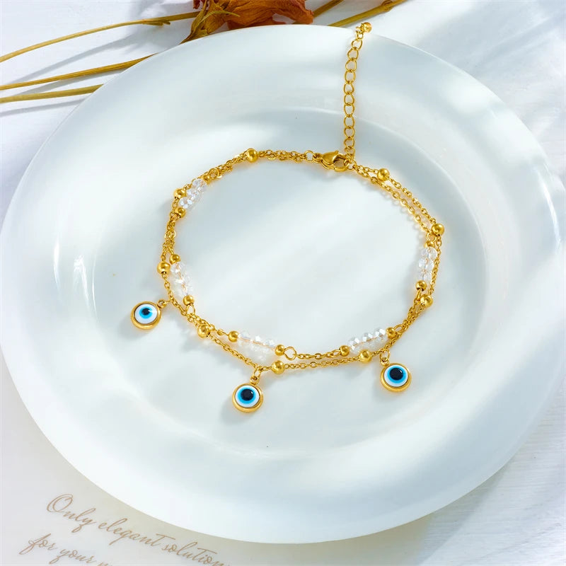 Tornozeleira Olho Grego com Corrente Dupla