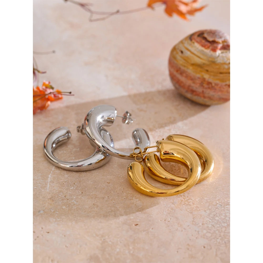 Brinco Argola Orgânica Minimalista Dourado