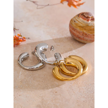 Brinco Argola Orgânica Minimalista Dourado