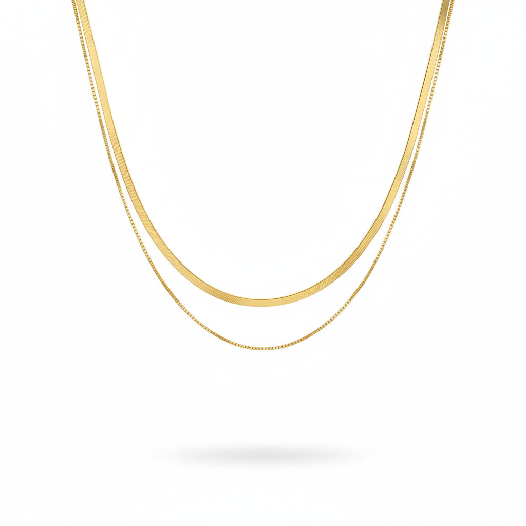 Colar Camadas Minimalista Dourado Clássico