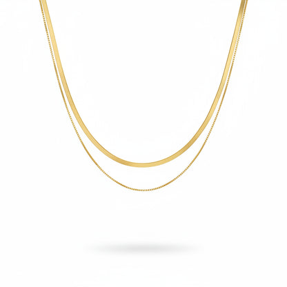 Colar Camadas Minimalista Dourado Clássico