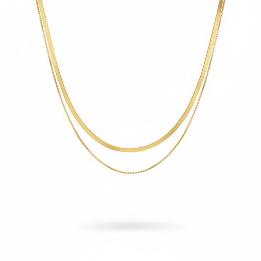 Colar Camadas Minimalista Dourado Clássico
