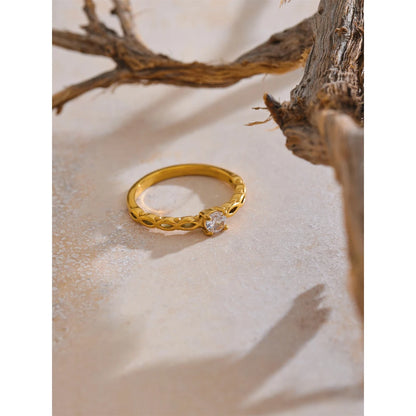 Anel Fino com Zircônia