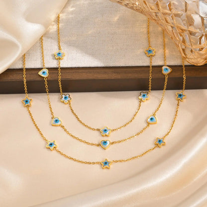 Colar Dourado com Olho Grego Amuleto da Sorte - Proteção e Estilo Elegante