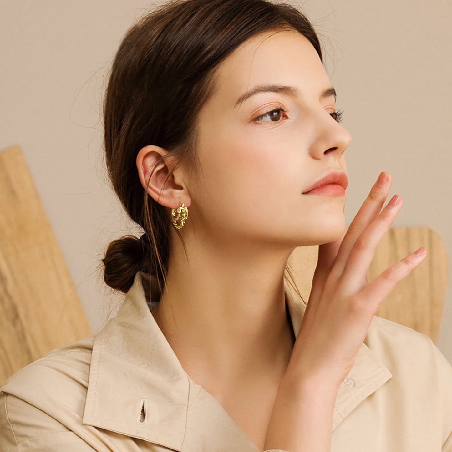 Brincos Argola Banhados a Ouro - Estilo Moderno