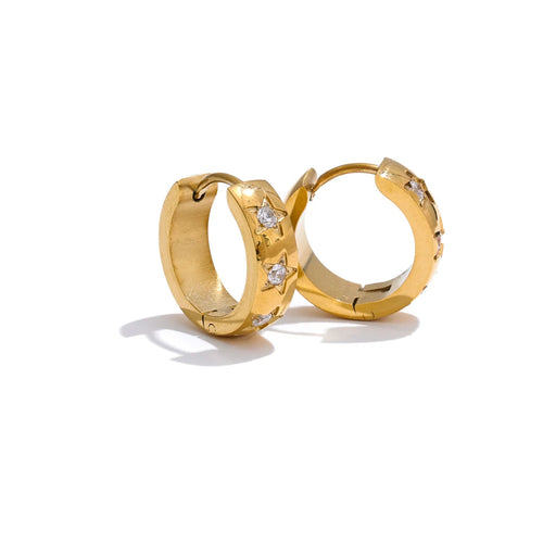 Brinco Argola Elegância Estrela Dourada