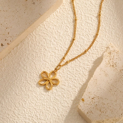 Colar Flor com Corrente Trançada