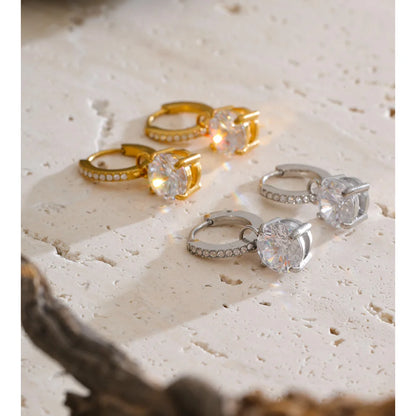 Brinco Argola Dourada com Zircônia Cristal Feminino