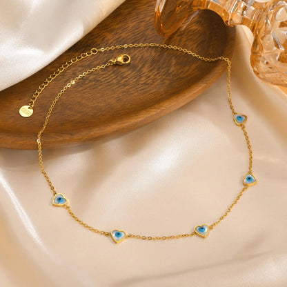 Colar Dourado com Olho Grego Amuleto da Sorte - Proteção e Estilo Elegante