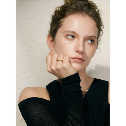 Anel Geométrico com Zircônia