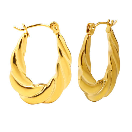 Brincos Argola Convexo Texturizado Ouro