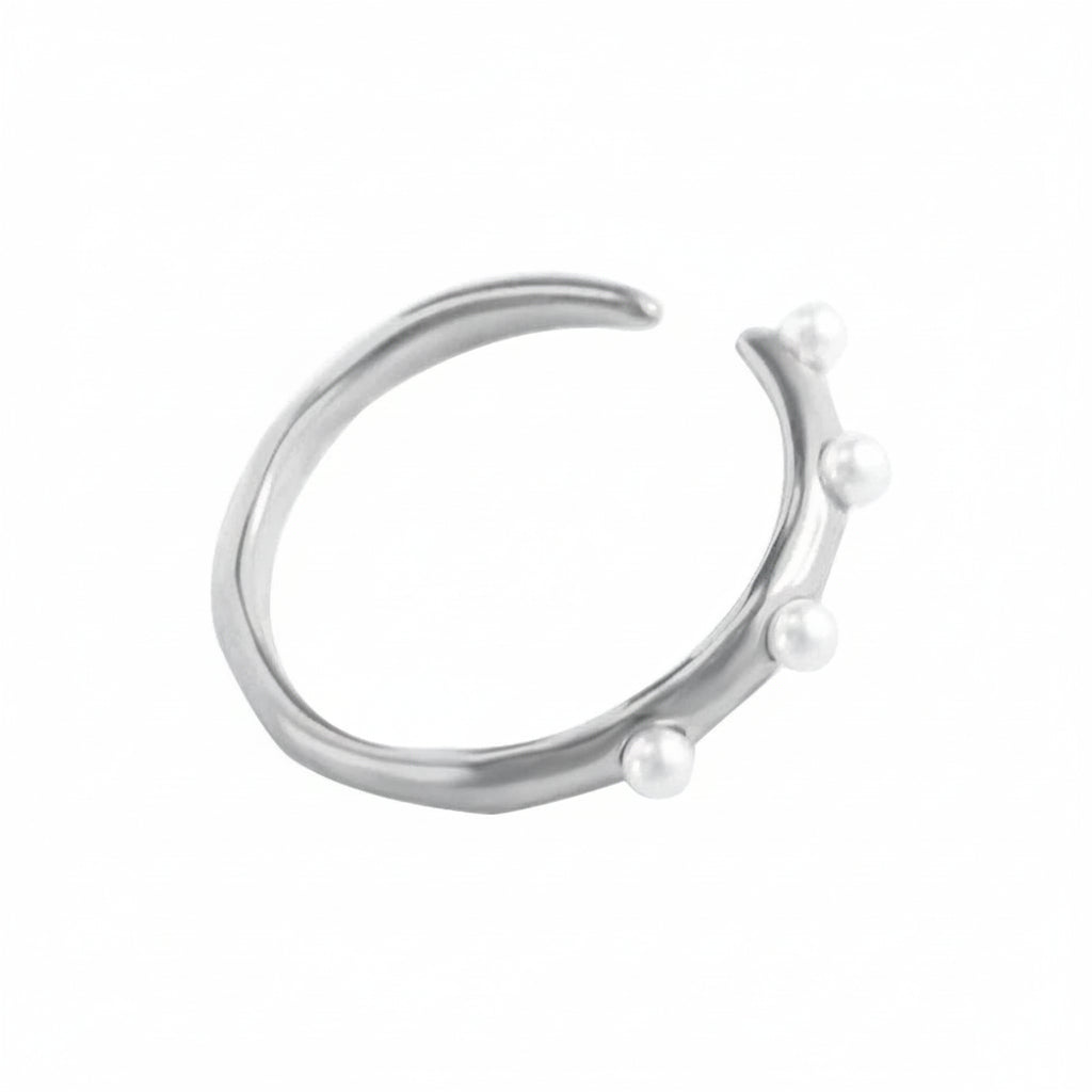 Anel Feminino com Pérolas Banhado a Ouro 18K