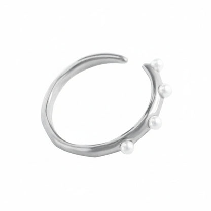 Anel Feminino com Pérolas Banhado a Ouro 18K