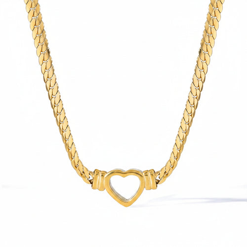 Colar Elo Coração Dourado Clássico