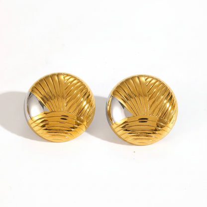 Brinco Feminino Dourado Redondo com Design Texturizado