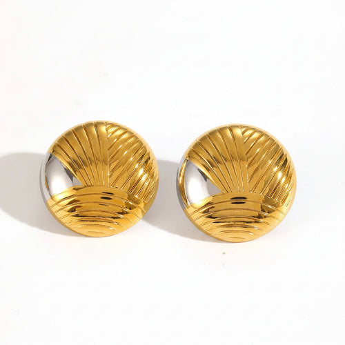 Brinco Feminino Dourado Redondo com Design Texturizado