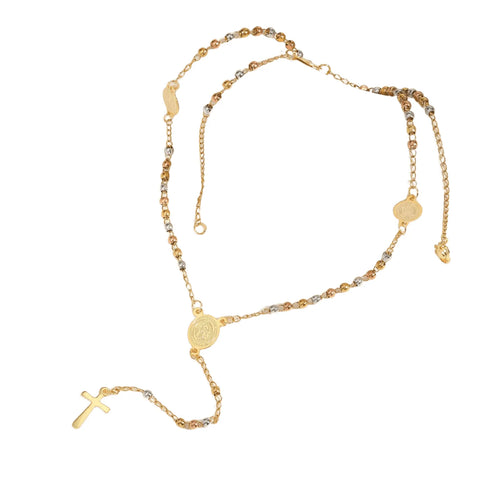Colar Terço Dourado com Pingente de Cruz