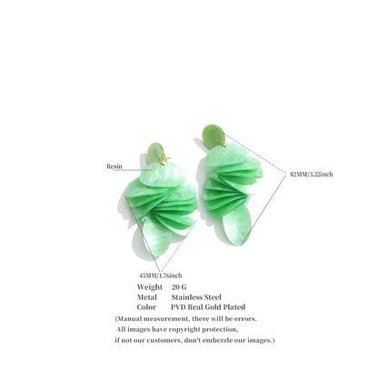 Brinco Cascata Verde Esmeralda em Resina Perolada Feminino Elegante