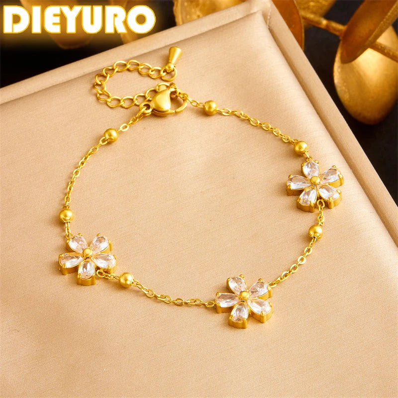 Pulseira Flor com Zircônias