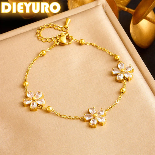 Pulseira Flor com Zircônias