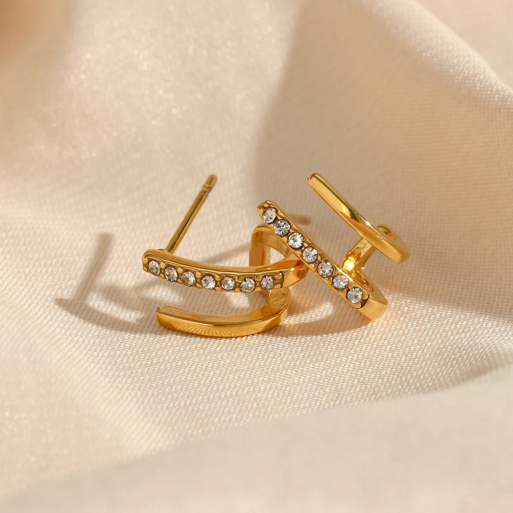 Brincos Huggie com Cristais